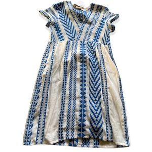 Rungolee White & Blue Printed Dress